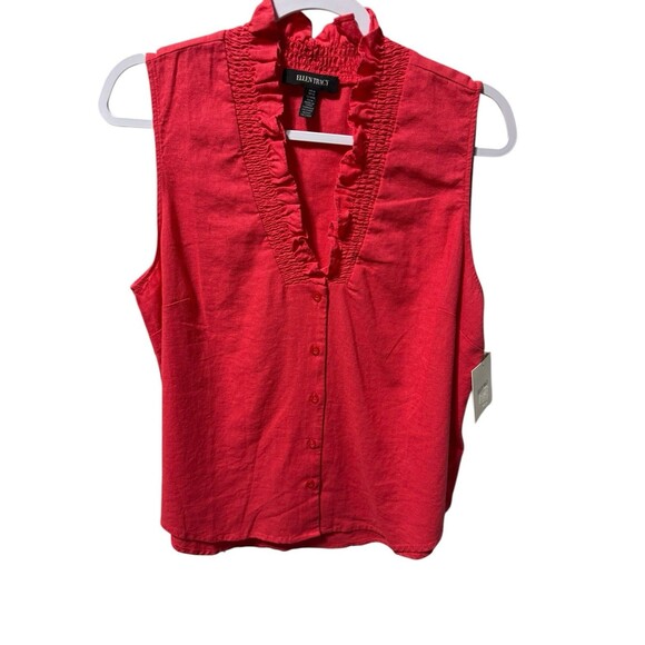 Ellen Tracy Sleeveless Top Size M NWT Geranium Color - Picture 2 of 9